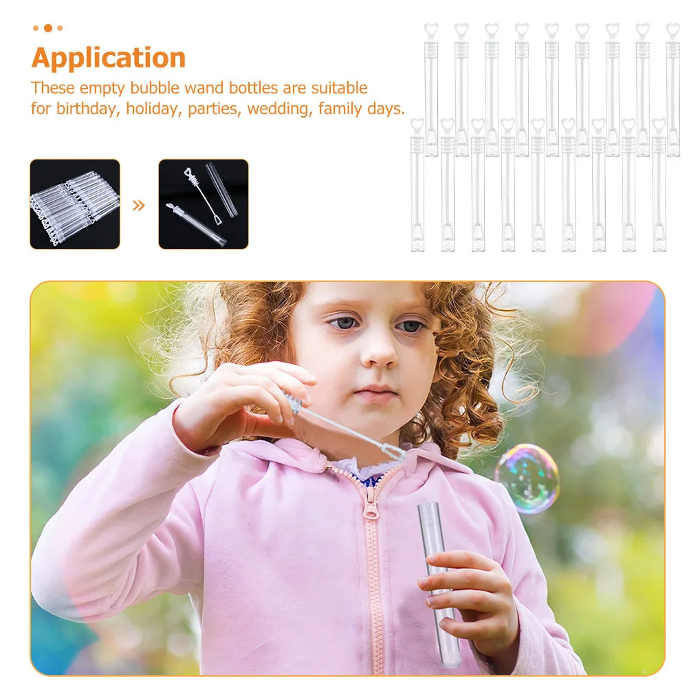 

18Pcs Durable Refillable Empty Bubble Wand Bottles Love Heart Bubble Tubes for Wedding Party Water Wand