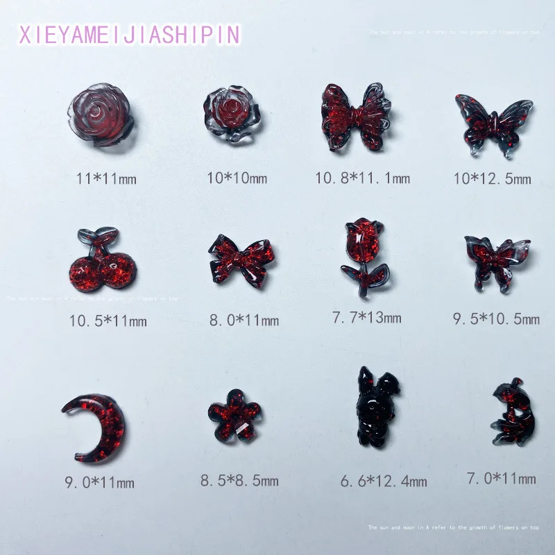 Gótico Resina Nail Art Encantos, Flor Kawaii, Borboleta Decorações do prego, Strass 3D, DIY Acessórios Jóias, Moda, 20Pcs