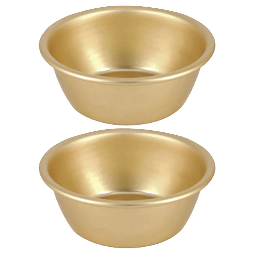 2 Pcs Bowl Decorative Camping Little Yellow Small Water Bowls Aluminum Outdoor Makgeolli Compact Cup Korean