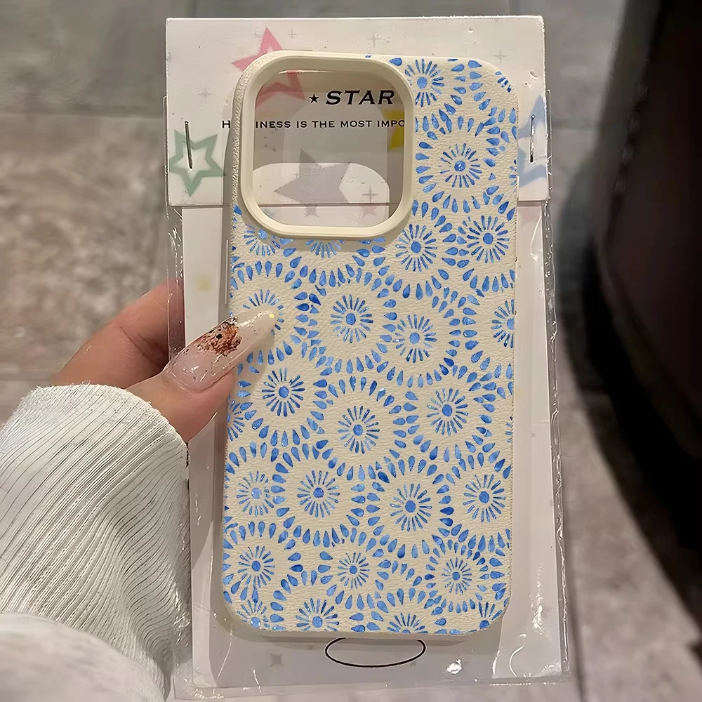 Vintage Floral Pattern Soft Case - Винтажный чехол для телефона с синим