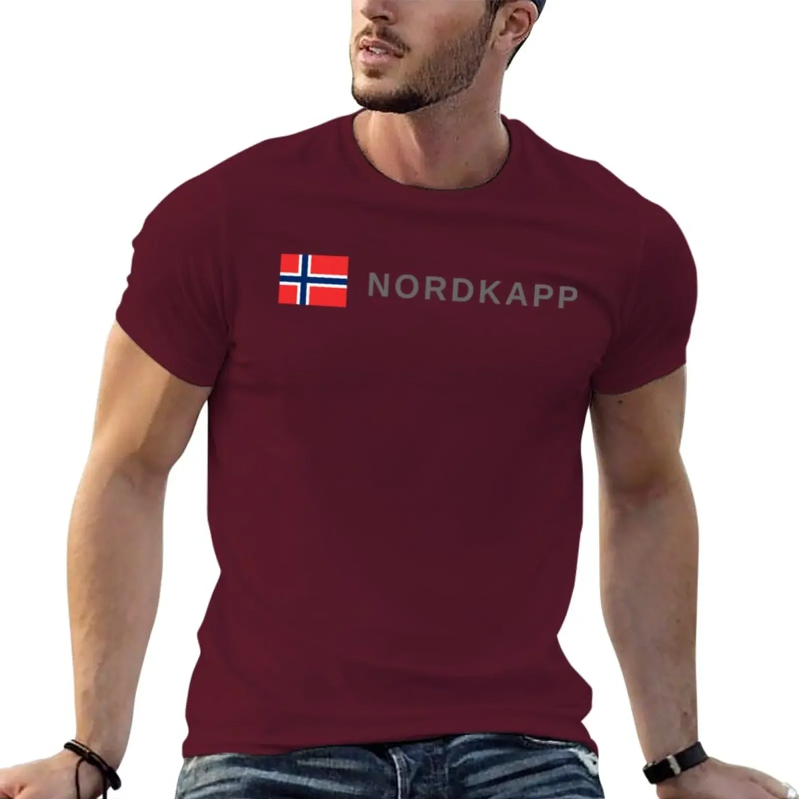 Oversized t-shirt mens graphic harajuku men clothing summer Nordkapp Northcape Norway Classic custom t shirts design your own