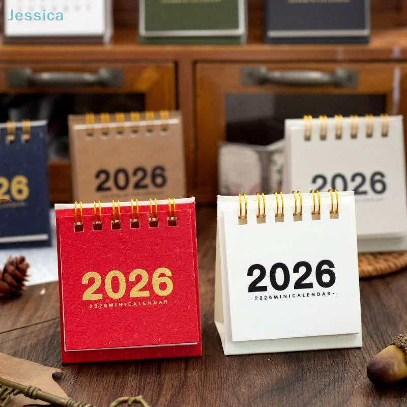 ♥ 2026 Mini calendario semplice Calendario a spirale creativo Planner Decorazione desktop Cancelleria per ufficio