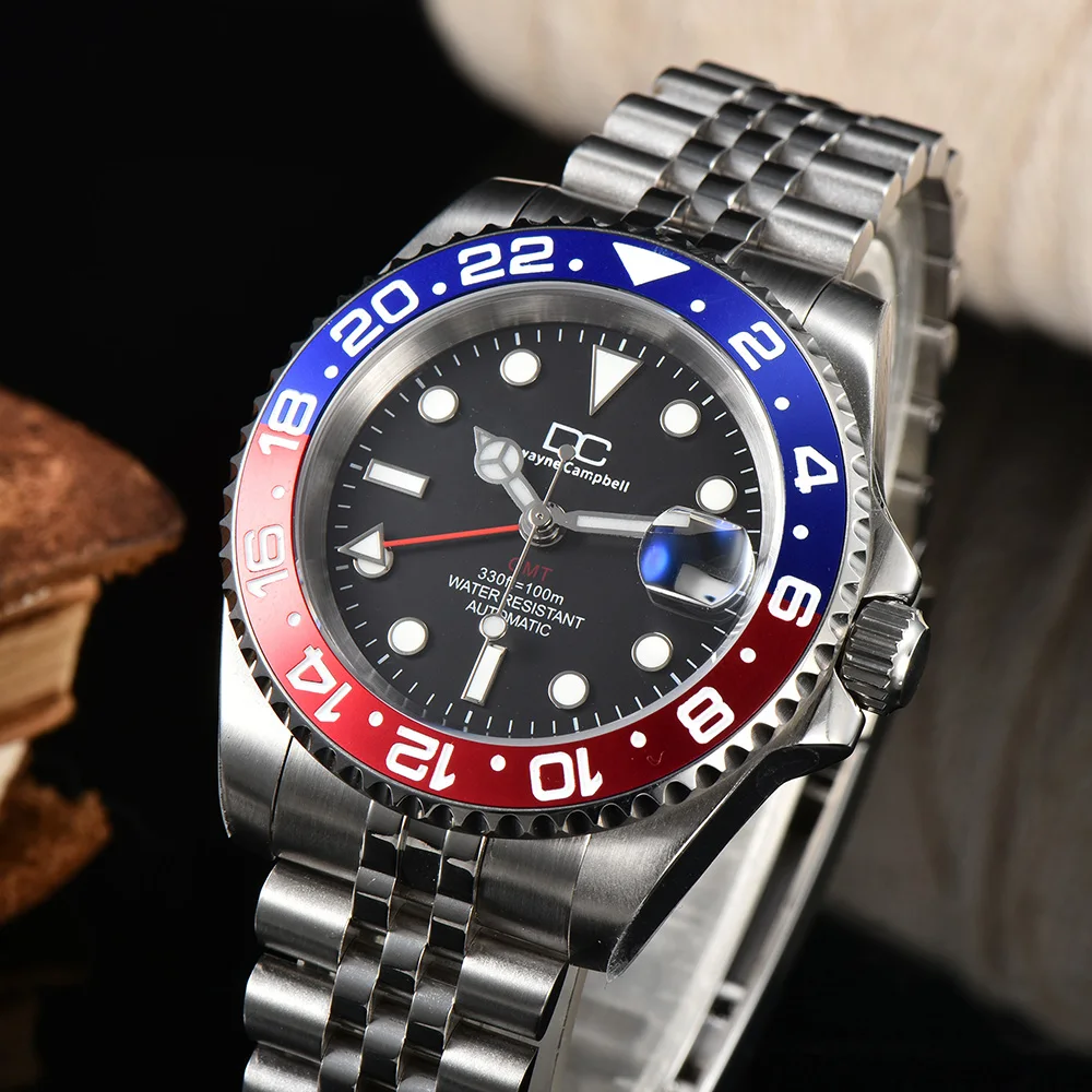 40.5mm Diving Automatic Silvery Men's watches NH34 Movement Ceramic Bezel Waterproof Wristwatch Sapphire GMT Case 20 Strap