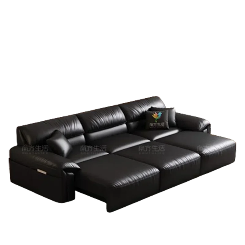 살롱 방수 거실 소파 블랙 팔걸이 슬리퍼 라운지 전기 소파 럭셔리 디자이너 라운지 Divano 트렌디 가구