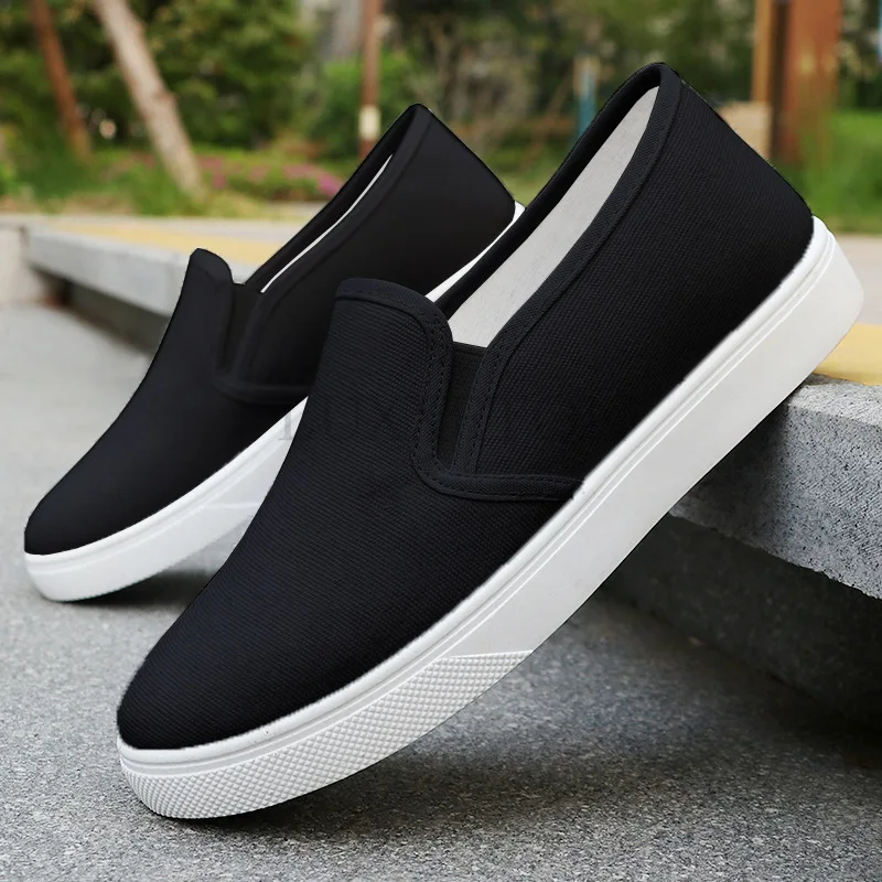 Men Casual Canvas Spring and Summer Slip on Unisex Men Fashion Sneakers Flats Breathable Light Black Couple Shoes Footwear