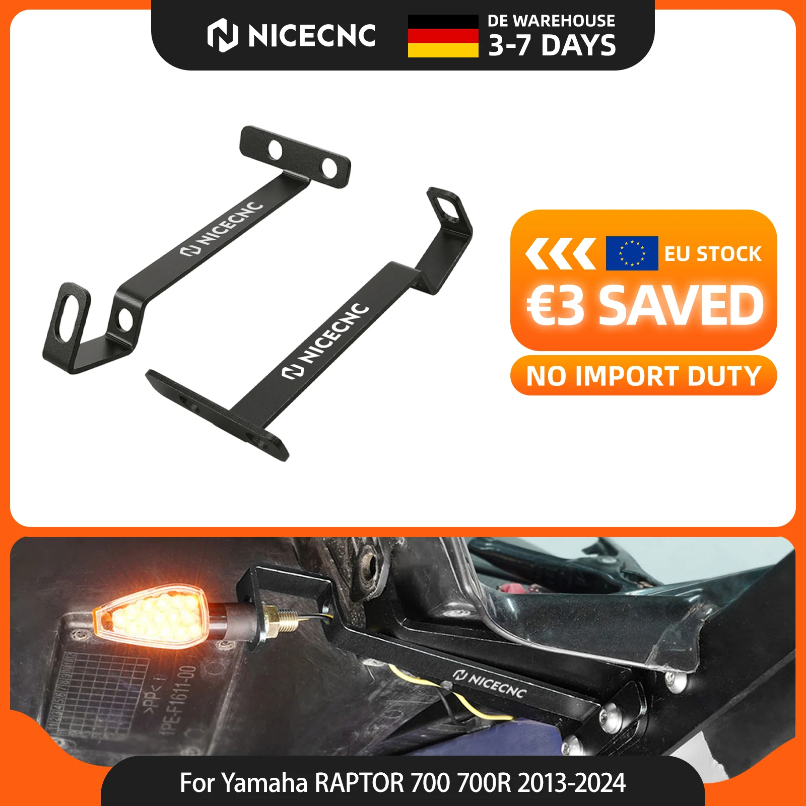 NICECNC Supporto per il fissaggio delle staffe della luce di segnalazione posteriore per Yamaha RAPTOR 700 700R 2013-2024, accessori per ATV in alluminio 6061