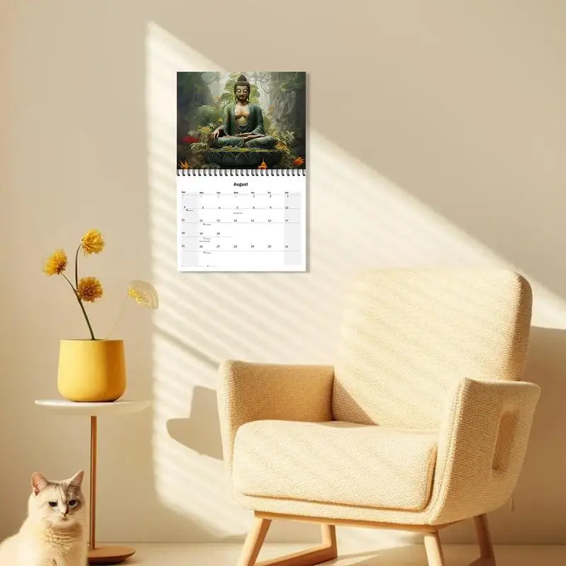 Monthly Wall Calendar 2025 Buddha Print 2025 12 Months Calendar Holiday Calendar Decorative Yearly Wall Calendar Work Calendar