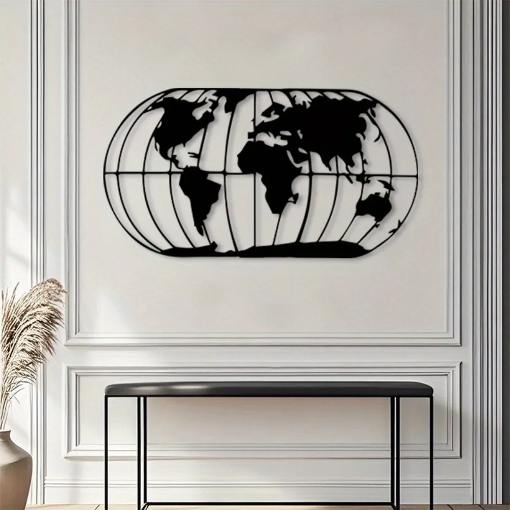 [Brand] Vintage Iron World Map Wall Art Magnetic Metal Mural Decor Study Room Teacher Scientist Gift