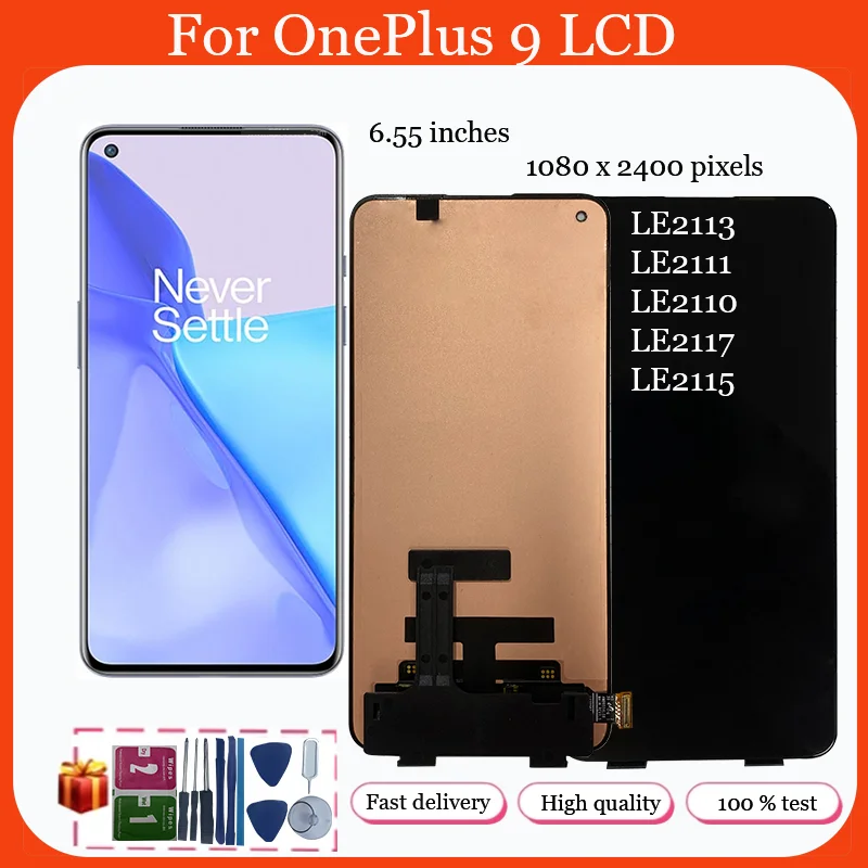 AMOLED 6.55\'\' For OnePlus 9 1+9 LE2113 LE2111 LE2110 LE2117 LE2115 Lcd Display Touch Screen Digitizer Assembly Replacement