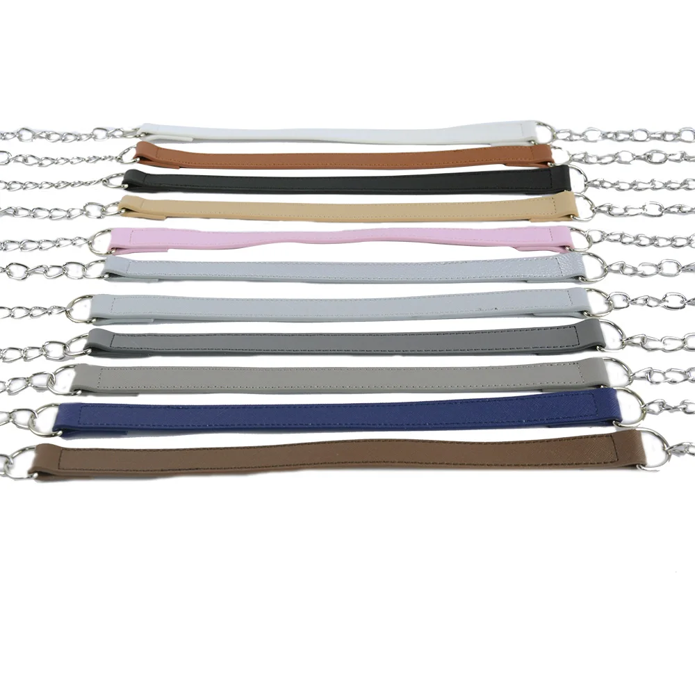 جديد 1 زوج طويل Obag الأشرطة مقبض الفضة طويلة سميكة سلسلة واحدة مع OT مشبك معدني مسامير سوداء لمقابض O حقيبة