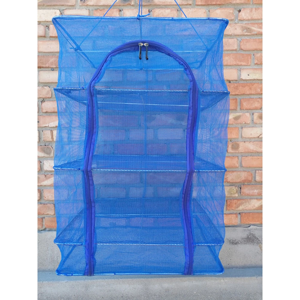 

Foldable Drying Rack 3 Tier Mesh Fabric Sturdy Lightweight Breathable Nylon Fish Vegetable Blue Outdoor Indoor Dryer