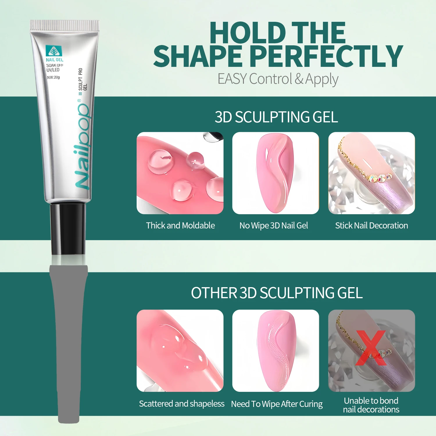 Nailpop Gel per scolpire professionale Adesivo trasparente con strass facile TPO/HEMA Gel gratuito per cura UV Qualità del salone per manicure creativa