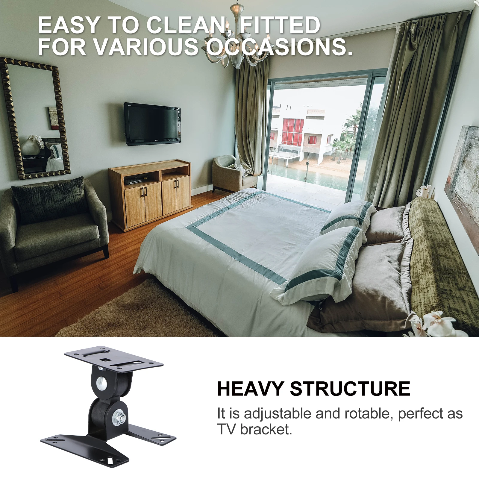 

1pc Lcd Rotating Wall Mount Bracket Adjustable Durable Steel Black 75/100Mm Fit 27 Inch Display Rack Stand Hanger Support
