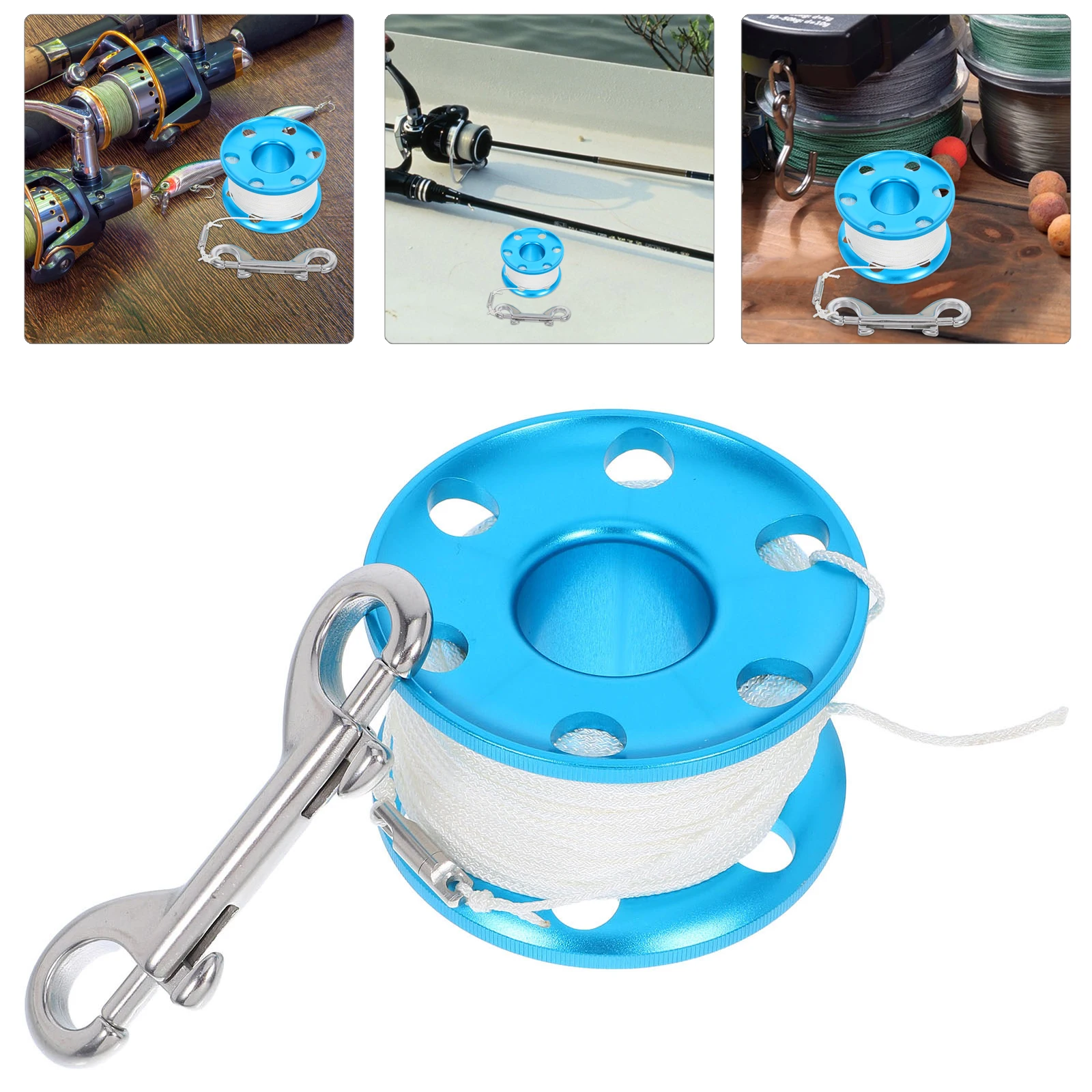 

Non-Tangle Aluminum Alloy Dive 50M Line Hook Scuba Snorkeling Underwater Exploration Compact Reel For Activities Scuba Marine