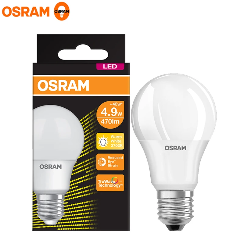 

OSRAM LED Value Classic A Лампа 4,9 Вт 827 220 В Матовая лампа E27 Основание 2700 К Теплый белый цвет Наружный внутренний светильник для дома AC46251