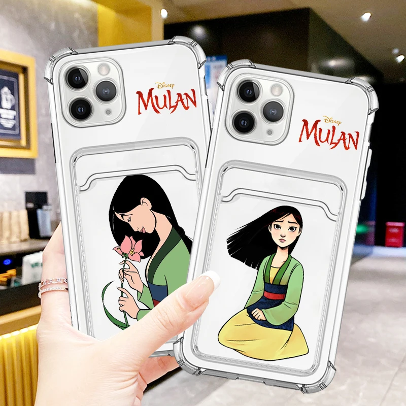 

Disney Mulan Cartoon For iPhone 15 14 13 12 11 XS XR X 8 7 Pro Max Plus Mini Photo Card Bag Transparent Cover Phone Case