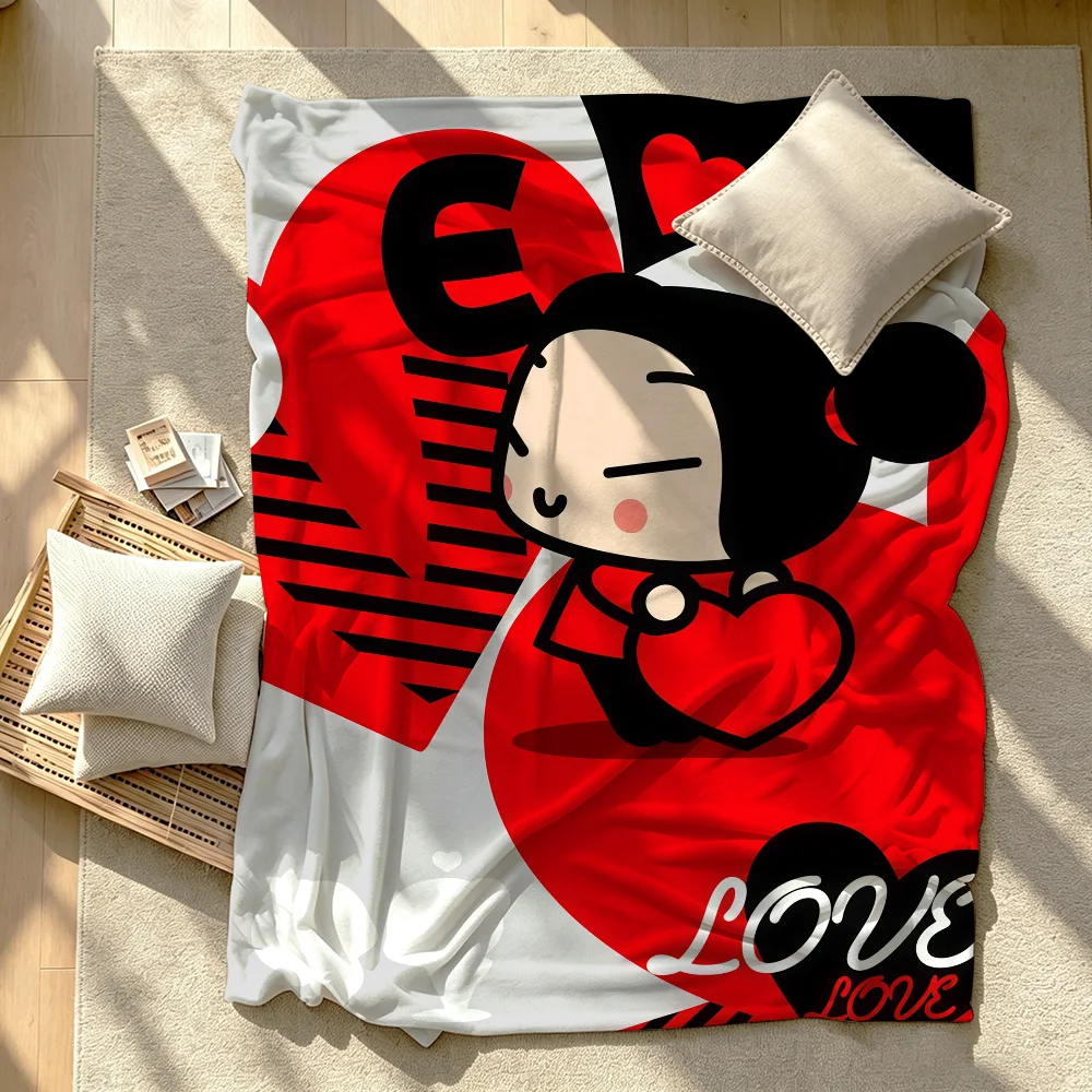 Cartoon G-Garu P-Pucca Blanket Soft Warm And Thick Perfect For Bedroom Living Room Bed Sofa Camping Picnic Office Gift