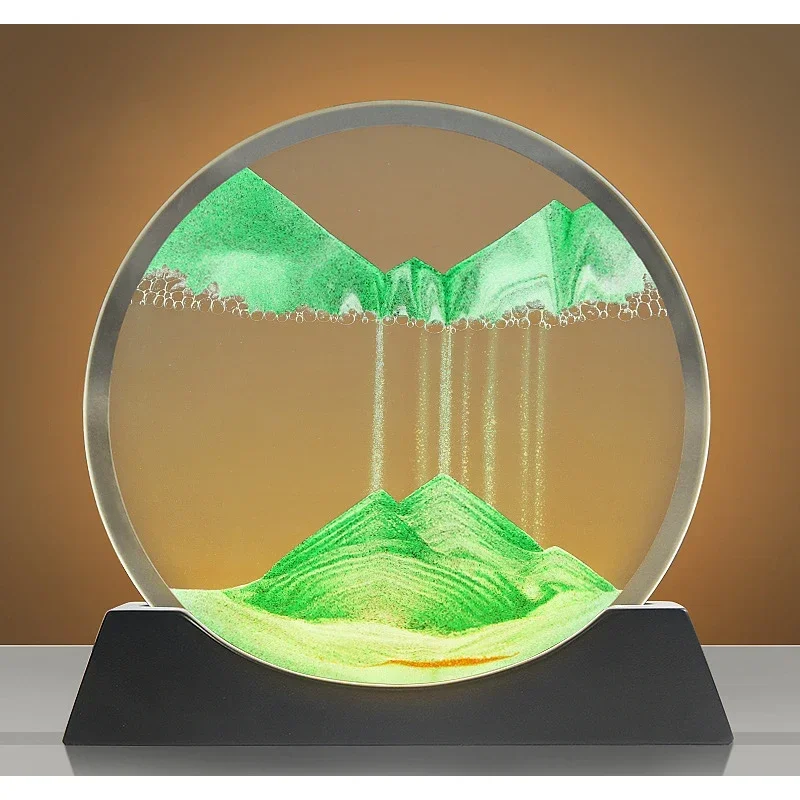 Moving Sand Art Table Lamp with 3 Color Quicksand Night Light LED Hourglass Bedside Lamps Flowing Sand Painting Home Decor Gift