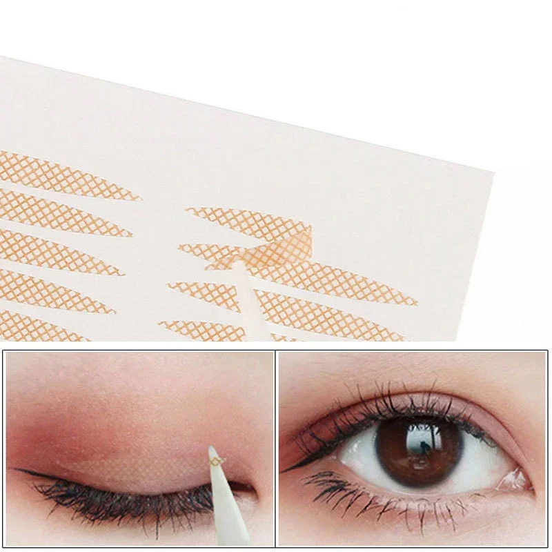 Double Eyelid Tape for Women 400pcs Invisible Natural Lasting Shadow Sticker Double-Fold Eyelid Fiber Lace Mesh Olive Eye Tape