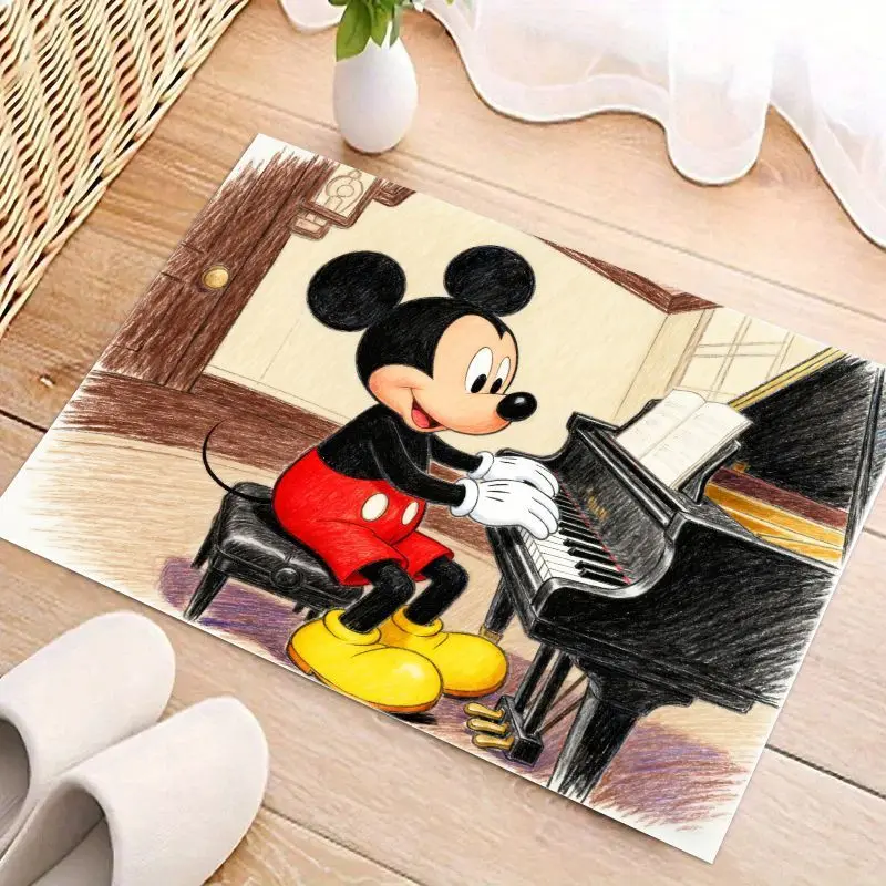 1 Stück Disney Mickey Mouse Playing Piano Bodenmatte, weicher, rutschfester, dekorativer Teppich, 50 x 80 cm (19,68 x 31,49 Zoll) Cartoon-Charakter Th