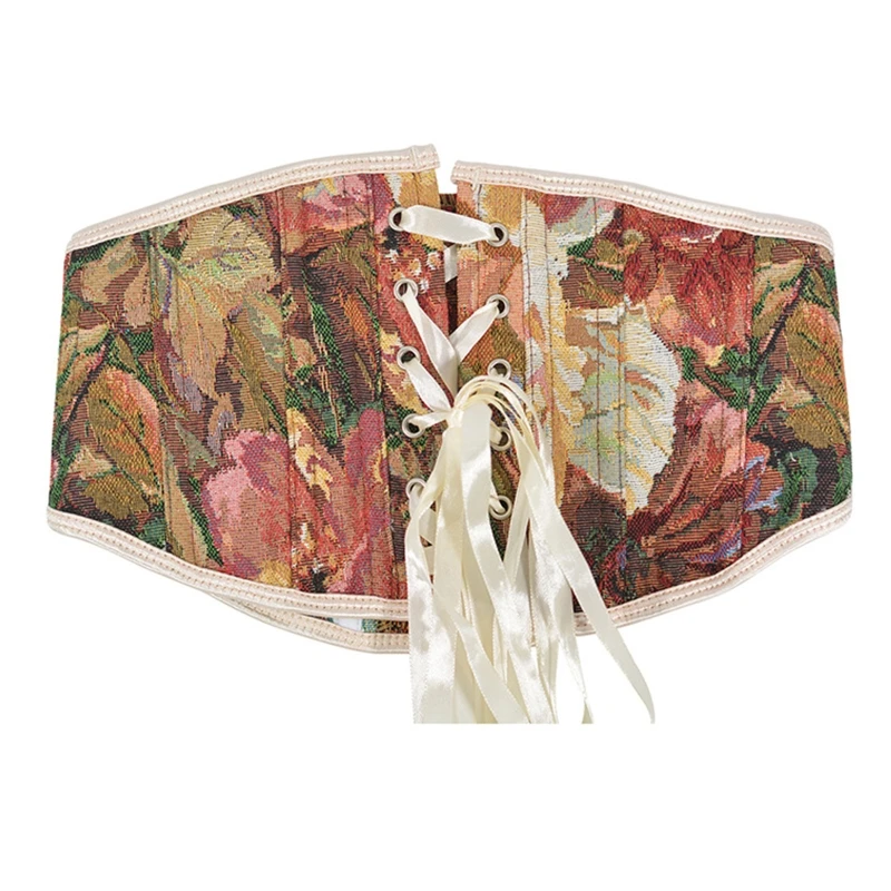 女性ヴィンテージ花柄プリントノースリーブトップセクシーなストリートウェアコルセット十代の若者たち N58F