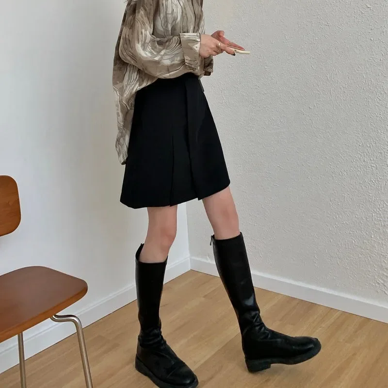 

Mini A-line Skirts Women Irregular Solid Color All-match High Waist Casual Skirt Ladies Simple Korean Streetwear Spring Autumn