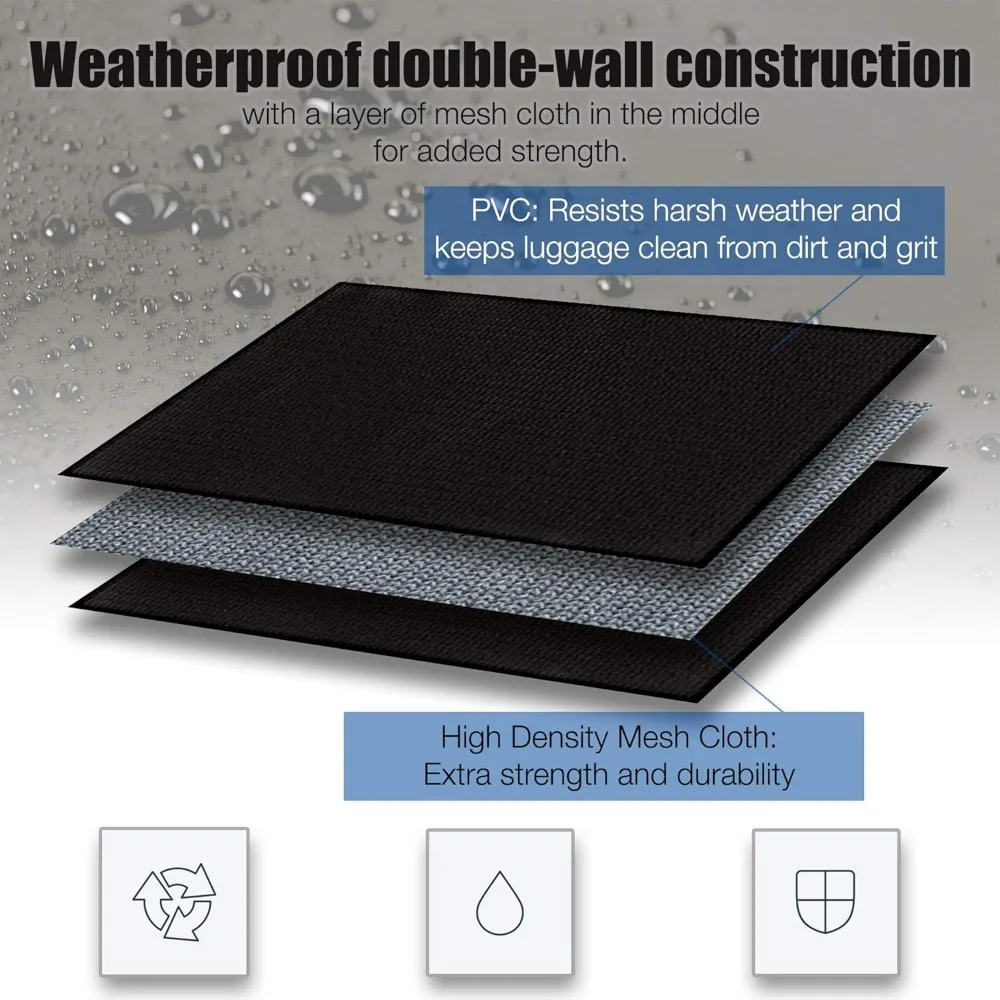 حقيبة حمل البضائع المقاومة للماء على سقف السيارة مع 8 أشرطة شديدة التحمل |   أمتعة مقاومة للعوامل الجوية لسيارات الدفع الرباعي والسيارات والشاحنات (15 قدم مكعب)