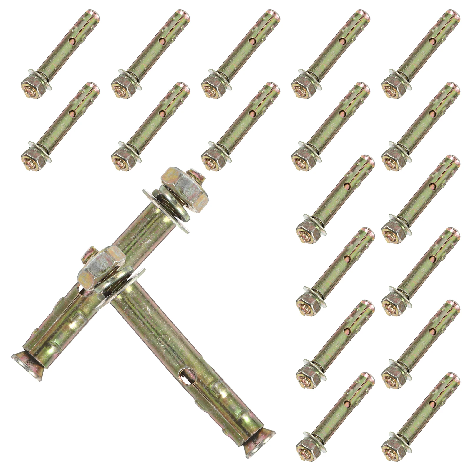 

20pcs Expansion Bolts M6x60mm Golden Steel Screws Drywall Anchors Kit Hardware Accessories Concrete Wall Fasteners