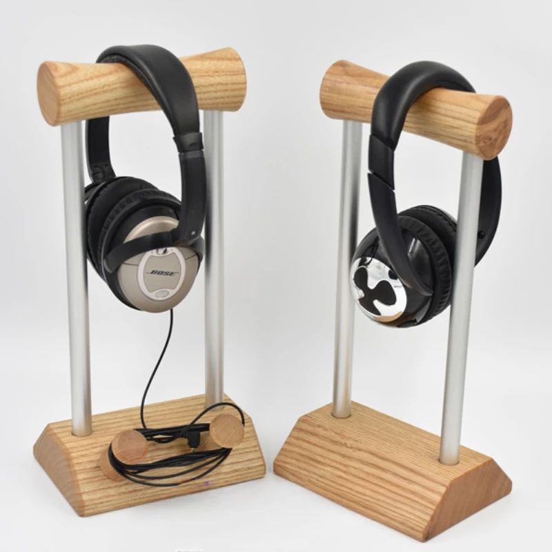 Creative Soild Wood Aluminum Alloy Headphone Stand Custom Manchurian Ash Wire Wound Headphone Stand Wooden Airpods Max Stand