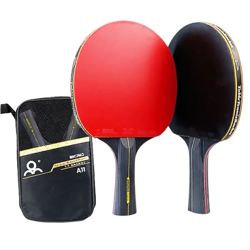 Raqueta de tenis de mesa de 5/6 estrellas, juego de raqueta de Ping Pong profesional, paleta de bate con hoja de goma de alta calidad con paletas de