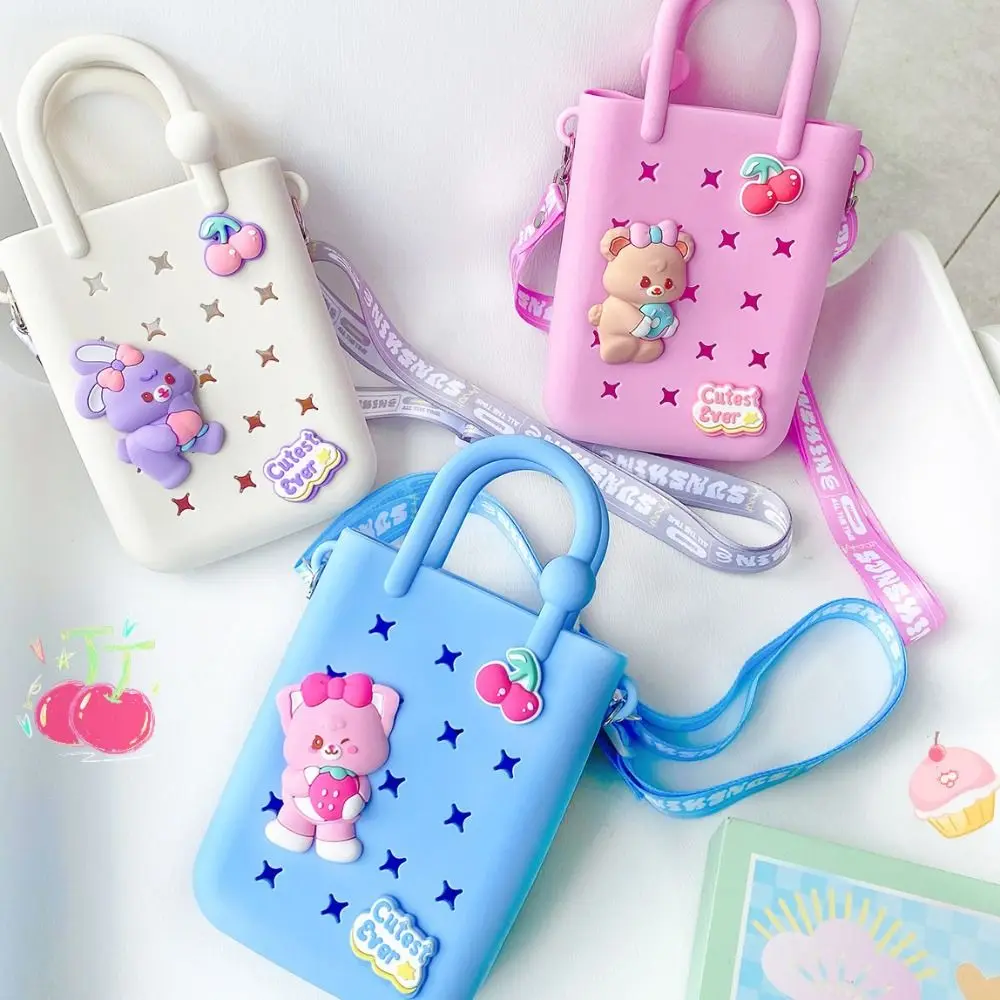 Durable Waterproof Handbag with Holes DIY Mini Children's Handbag Silica Gel Portable Cartoon Coin Wallet Women