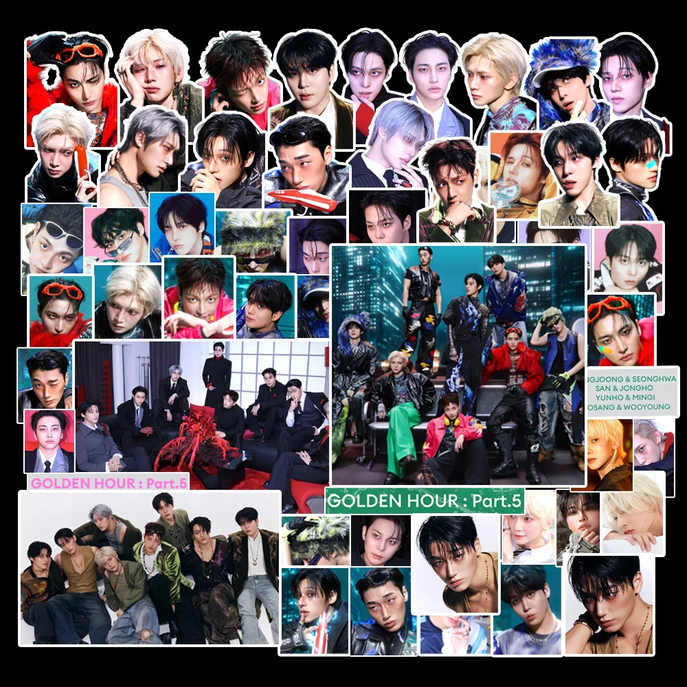 100pcs/Set Idol Men's Group ATEEZ New Album GOLD HOUR: Part 5 Stickers Mobile Computer Stickers Hongjoong San Fan Collect Gifts image 6