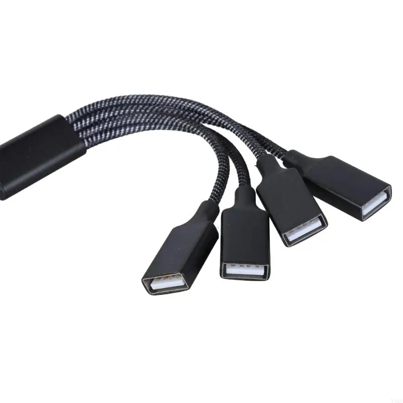 Y4QF USB2.0 HUB 4PORT USB Удлинение кабеля USB Splitter Cable для ПК Ноутбук, совместимый с принтером для клавиатур мыши