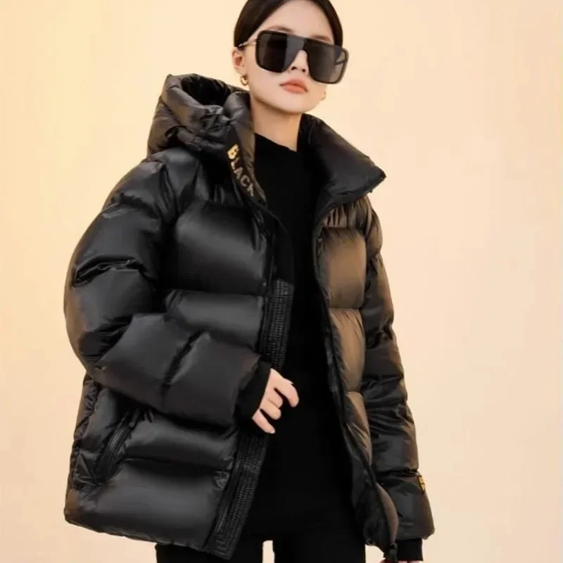 New 2023 Women Down Jacket Winter Coat Female Short Parkas Loose Thick Warm Outwear Hooded Leisure Time Versatile Cozy Overcoat