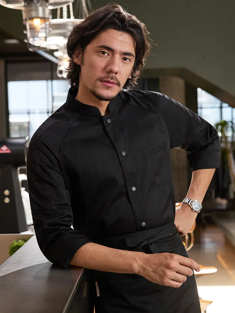 Professionelle Kochjacke mit Langen Ärmeln für Gastronomie, Küchenjacke, Restaurant-Kellner-Uniform