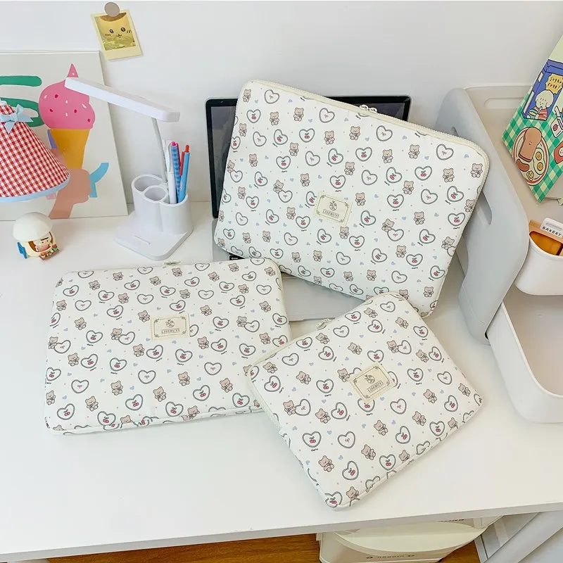 جميل نمط الرجعية طباعة الدب حقيبة كمبيوتر محمول الموضة 11-15 بوصة حقيبة يد حقيبة الكمبيوتر المحمول المحمولة ماك بوك اير برو المحمولة #2