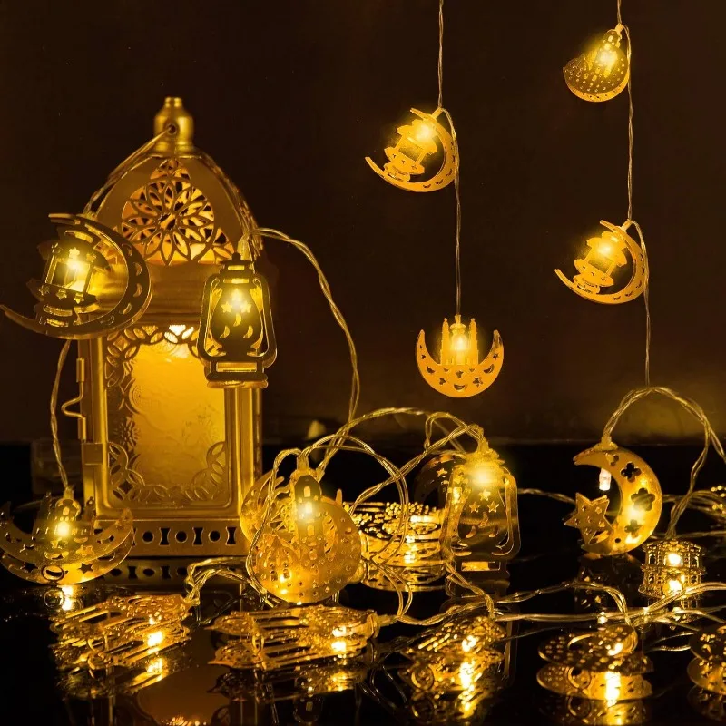 Ramadan Eid String Light Battery Operated 1.65m 10LED Raya Moon Star Palace Lamp For Muslim Raya Home Living Garden Party Decor