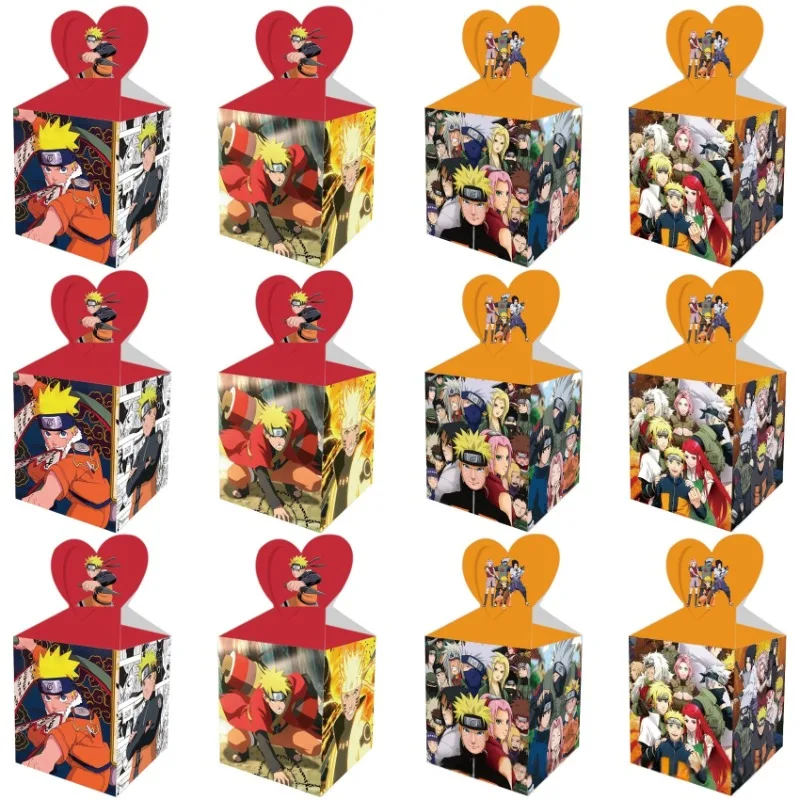 

12Pcs Naruto Birthday Party Supplies Kid Party Treat Boxes Candy Gift Bag Children Favor for Theme Party Decoration Accessories