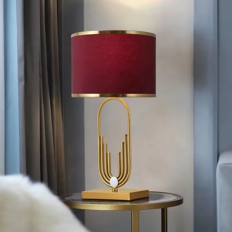 

Post Modern Style Table Lamps LED Metal Lighting Fixture Living Room Bedroom Study Luxury Table Lights with Fabric Lampshade