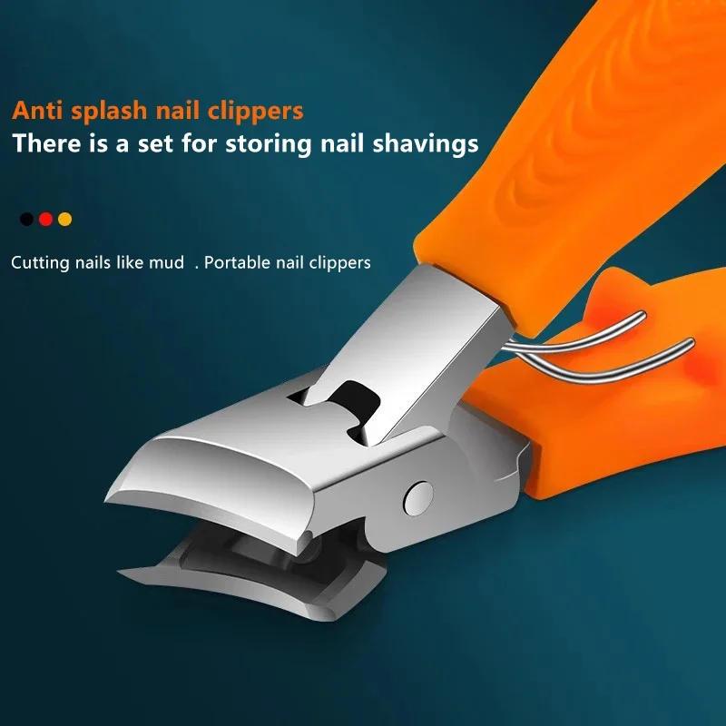 Coupe-ongles incliné professionnel, large ouverture de la mâchoire, Anti-éclaboussures, pince à ongles en acier inoxydable, outils de manucure, 1 pièce