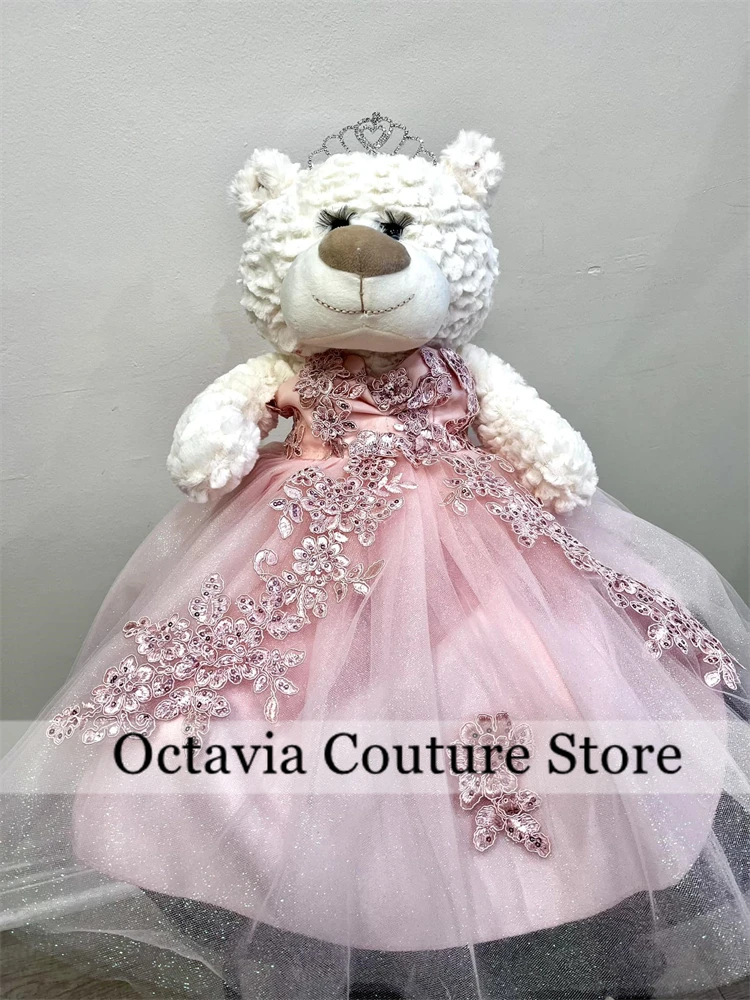 

Pink O Neck Quinceanera Teddy Bear Dress Bead Appliques Sweet Sixteen Gift Mini Quinceanera Dress Robe de bal Customized