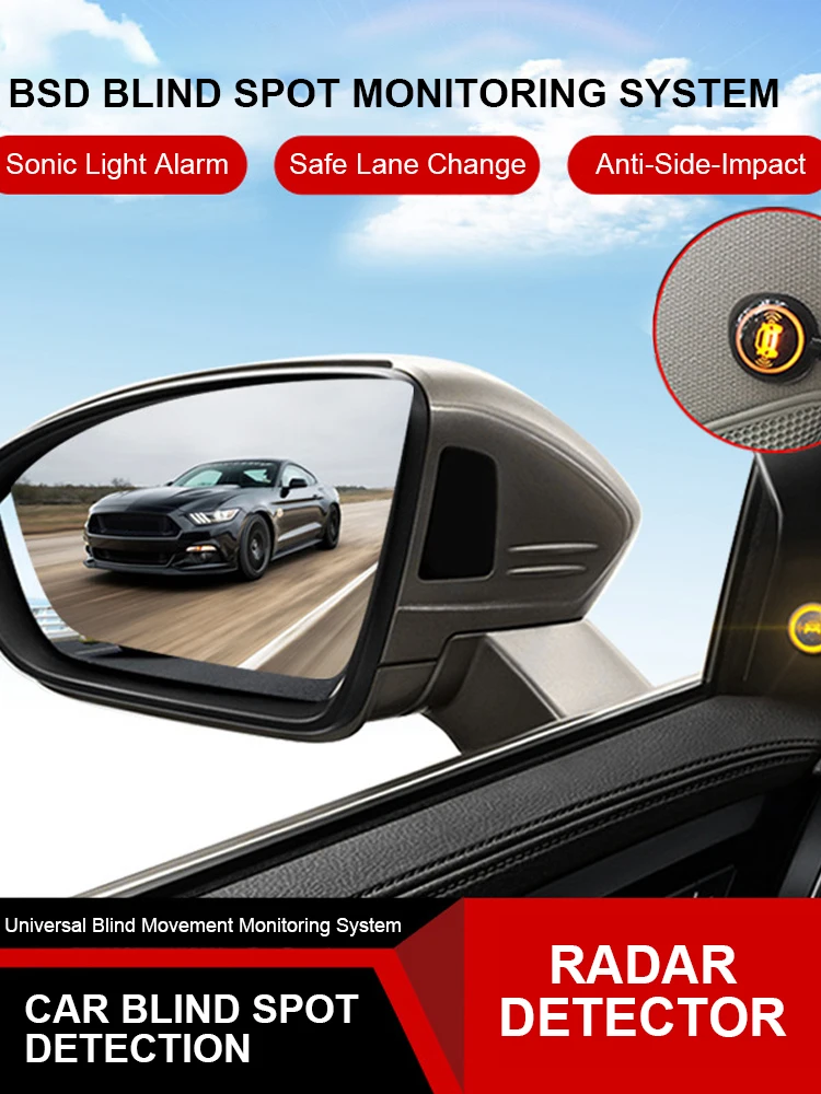 

Car Blind Spot Detection 12V Blind Spot Monitoring System IP67 Waterproof Parking Sensor Kit Assist Lane Changing Warning System