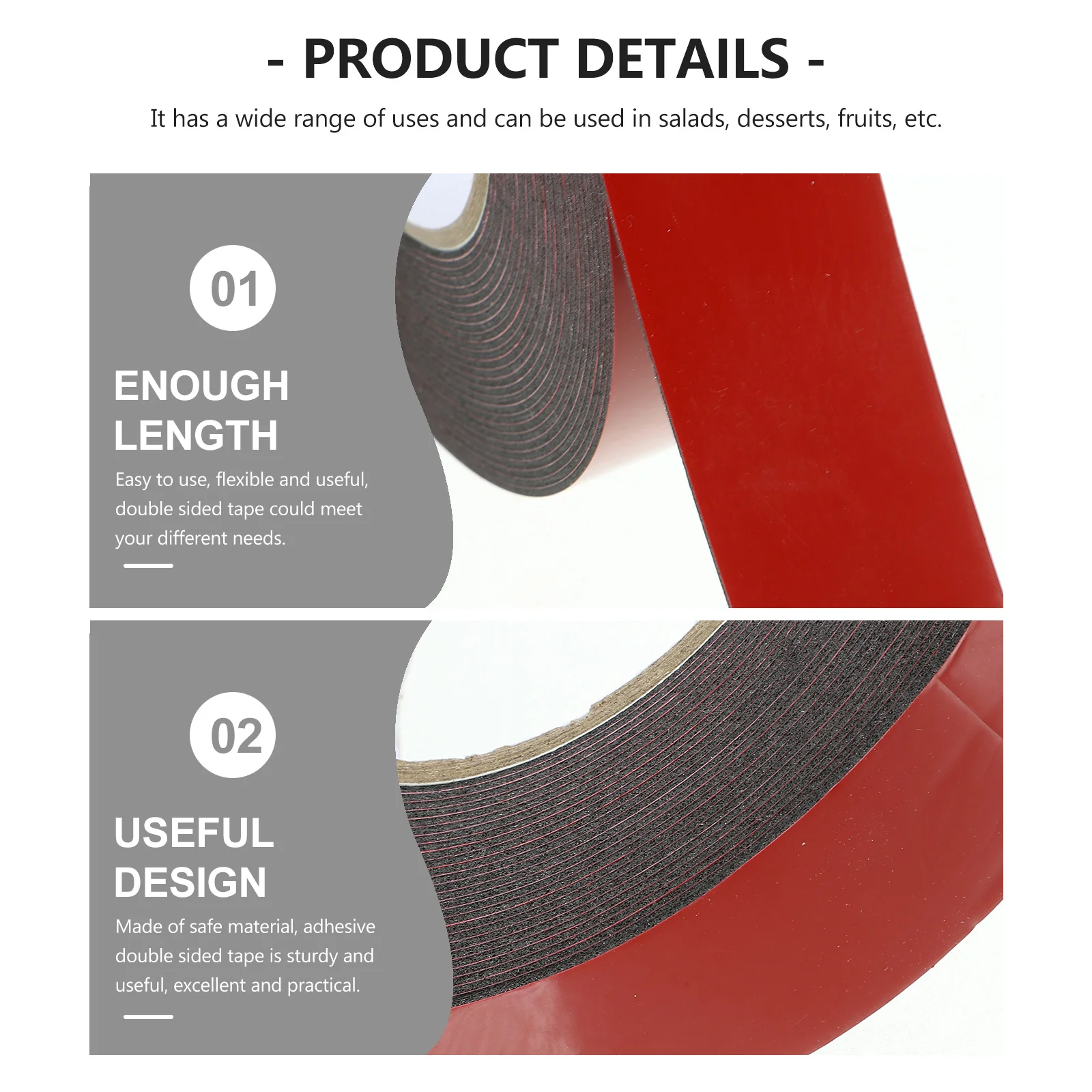 

5 Rolls Double Sided Tape Heavy Duty Strong Adhesive Mounting Tape Multipurpose for Car Auto Vehicle Home Office