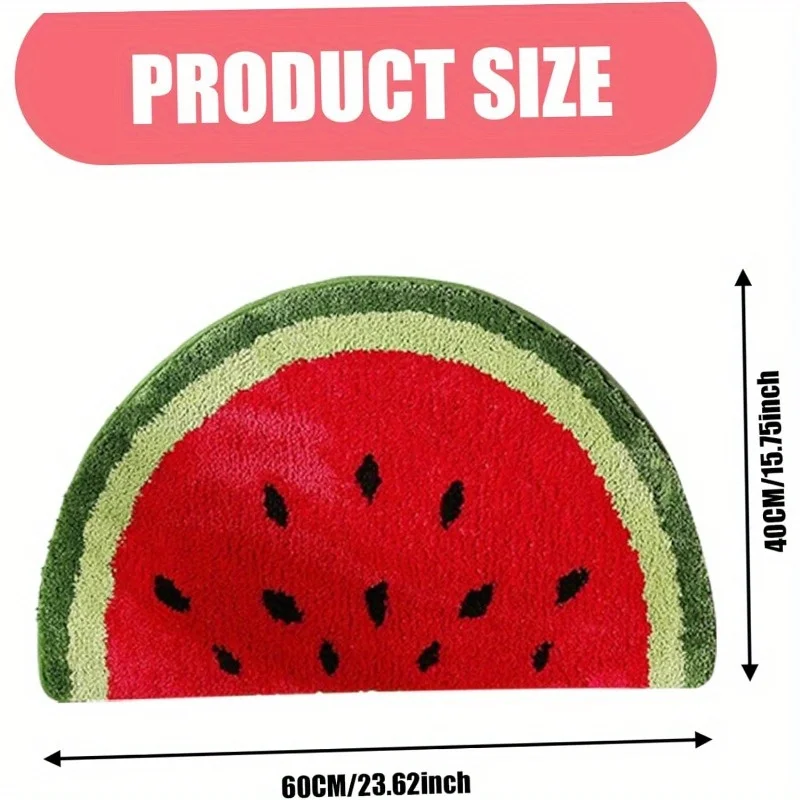 Fruit Pattern Rug  Doormat Half Round Shaped Water Absorption Bath Mat Non Slip Floor Mat, Bedroom and Carpets for Living Room