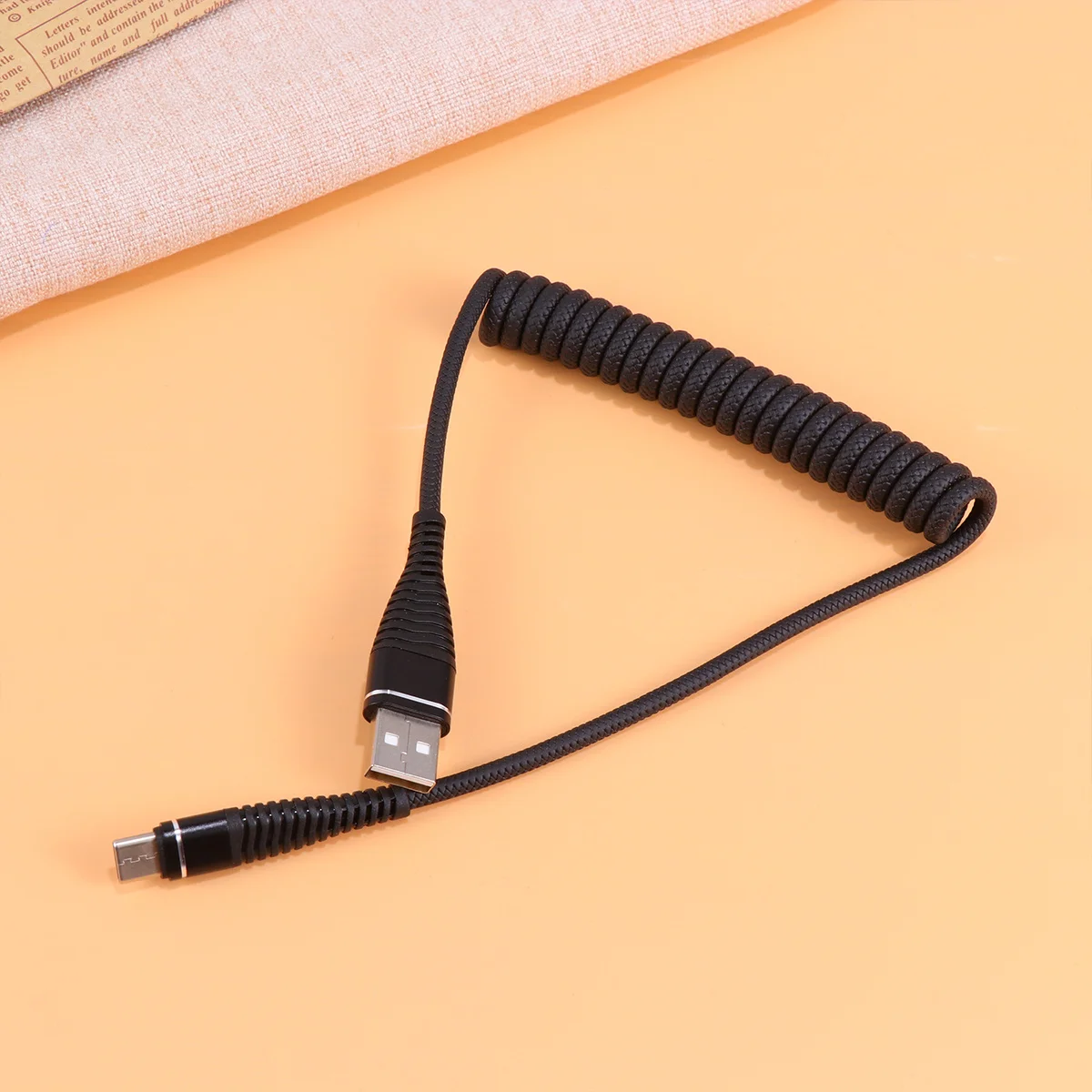 

Telescopic Mobile Phone Charging Cable Type-C Black Compact Lightweight Useful Data Transmission Line Portable Fast Charging