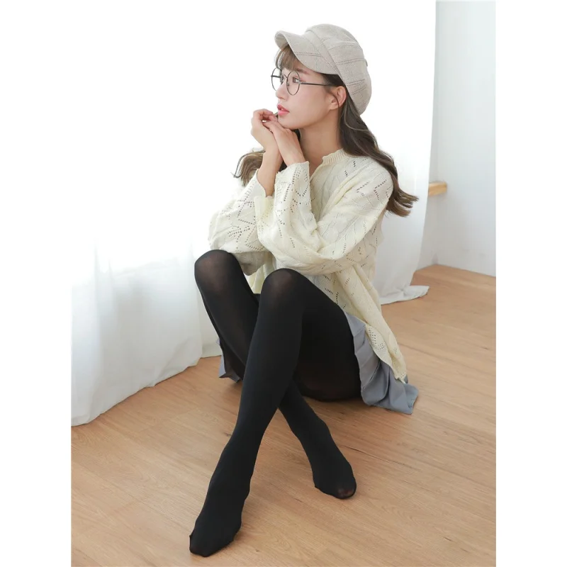 Adult Japanese Milk White Stockings Girl Loli JK Uniform Student Velvet Thin Bottoming Pantyhose Spring and Autumn