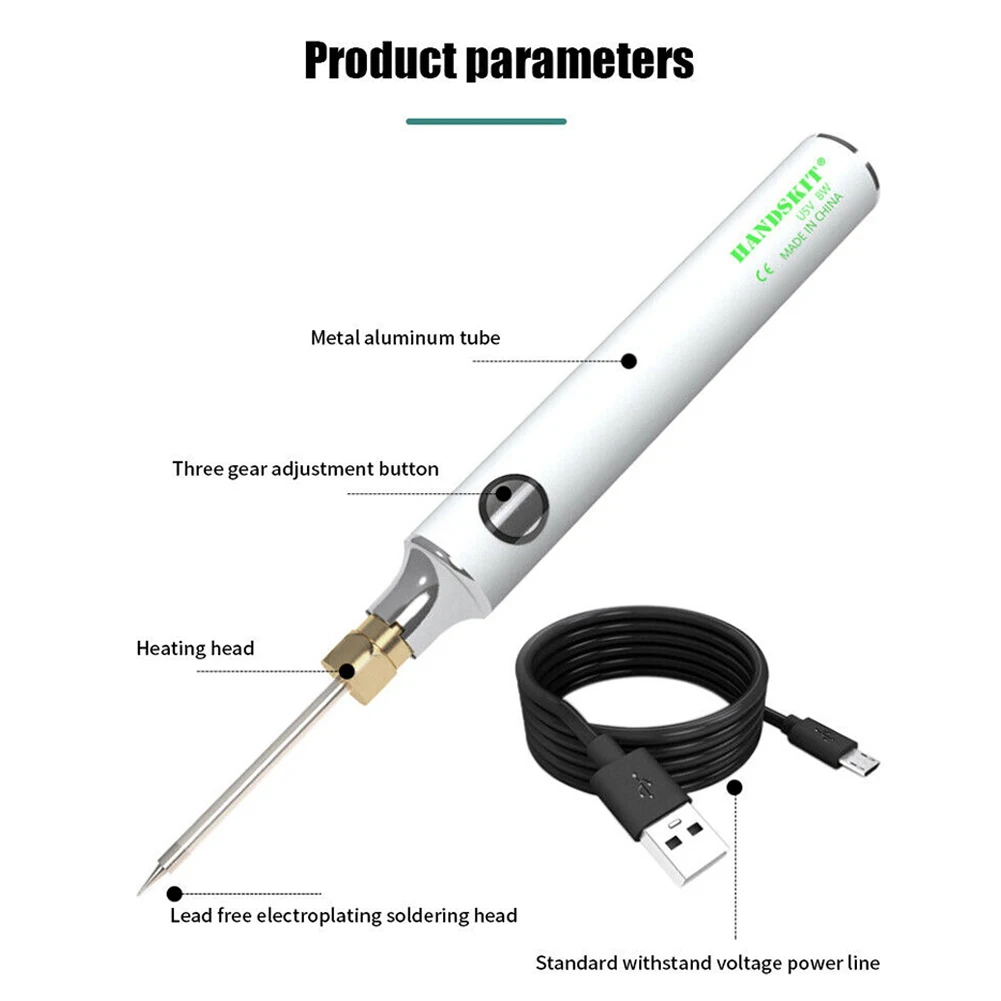 USB Soldering Iron Stainless Steel 5V 8-10W Adjustable Temperature Soldering Iron Kit Charging Soldering Iron