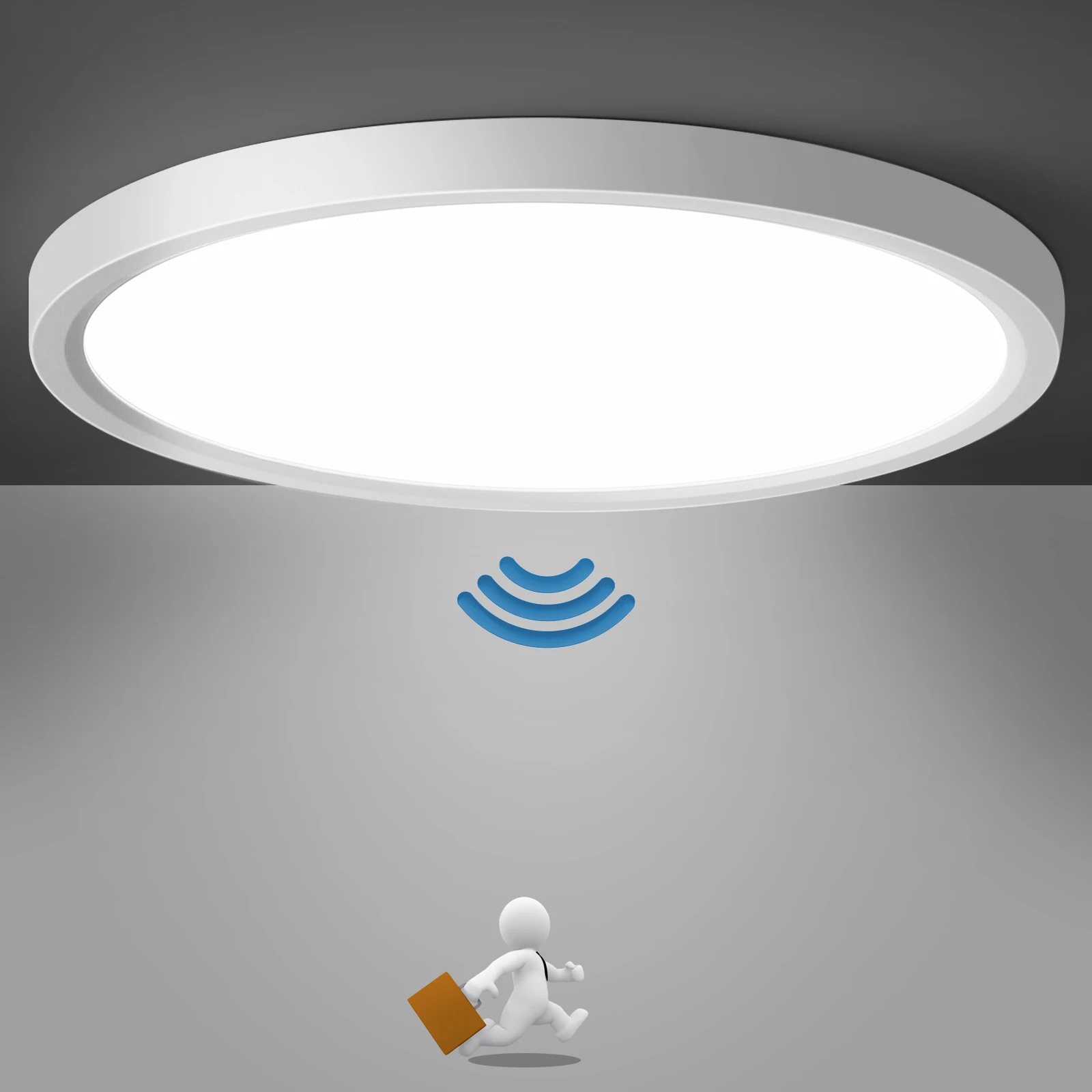 Oeegoo LED-Deckenleuchte mit Bewegungssensor, 24 W, 2400 lm, 4000 K, Ø30 cm, für Flur, Balkon, Garage, Lagerräume 4
