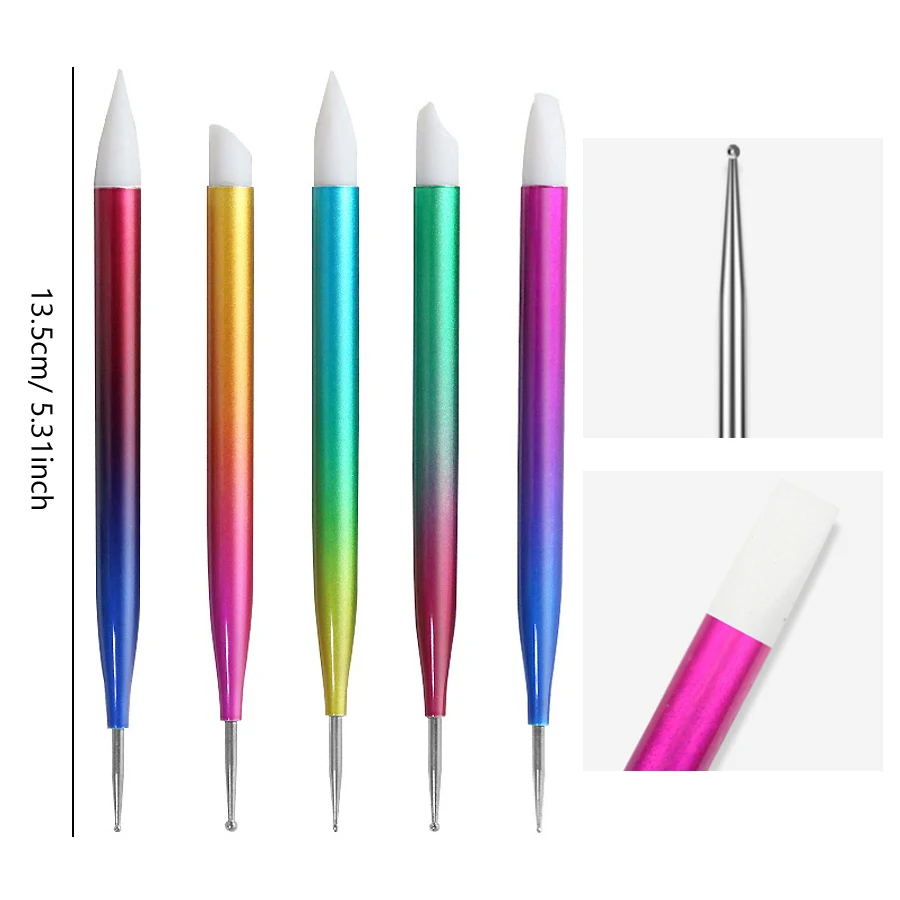 Nail Art Pinsel Set, Dual-Ended Dotting Pen Zeichnung Schnitzen Marmor Nagelstift Flat Liner für Acryl Gel Polish Maniküre – Detail 14
