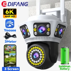 6K 12MP Batteria WiFi Telecamera di Sorveglianza Esterna Tre Schermi 5400mAh Batteria CCTV di Sicurezza Mini Macchina Fotografica Video IP Cam Yoosee